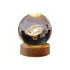 Wooden circular luminous base, creative crystal ball, galaxy solar system night light ornament, glass ball handicraft gift Item Picture